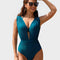 Two-Piece Deep Plunge Swimsuit with Halter Bra Overlay