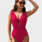 Two-Piece Deep Plunge Swimsuit with Halter Bra Overlay