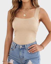 U-Neck Built-In Bra Shaping Tank Top