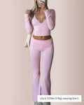 Slim-Fit V-Neck Crop Top & Pants Set