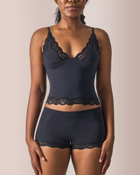 Women's Lace Trim Wirefree Lightweight Underwear Set