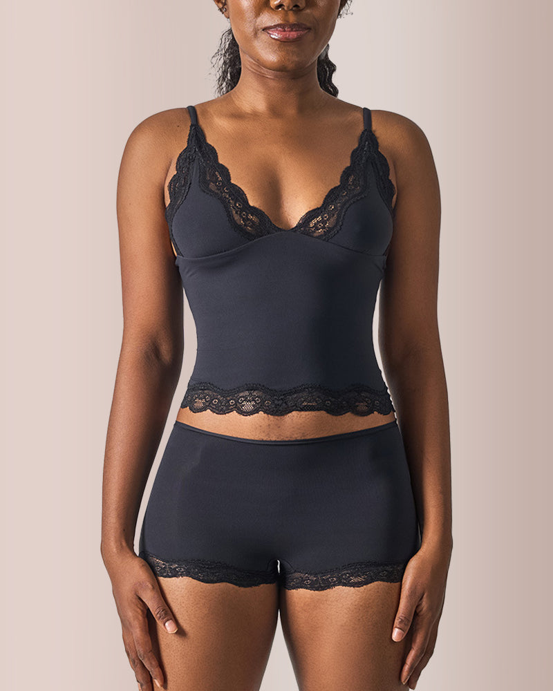 Women's Lace Trim Wirefree Lightweight Underwear Set