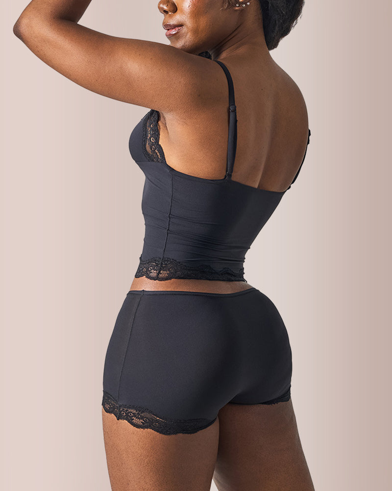 Women's Lace Trim Wirefree Lightweight Underwear Set