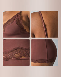 Women's Lace Trim Wirefree Lightweight Underwear Set